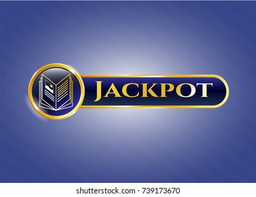  Gold badge with book icon and Jackpot text inside