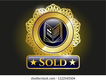  Gold badge with book icon and Sold text inside