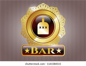 Gold badge with bottle of alcohol icon and Bar text inside