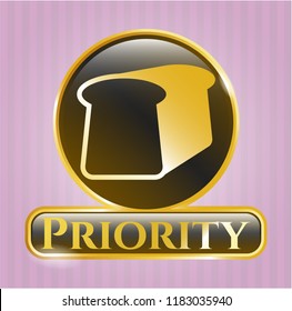  Gold badge with bread icon and Priority text inside