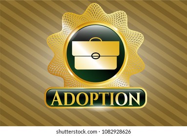   Gold badge with briefcase icon and Adoption text inside