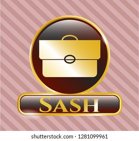  Gold badge with briefcase icon and Sash text inside