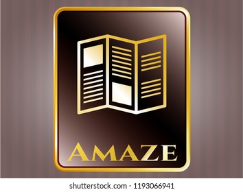  Gold badge with brochure icon and Amaze text inside