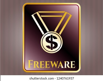  Gold badge with business award icon and Freeware text inside