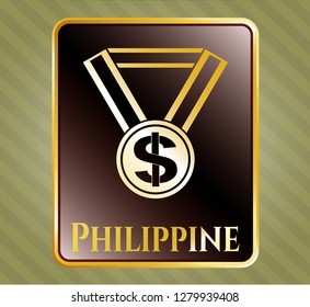  Gold badge with business award icon and Philippine text inside