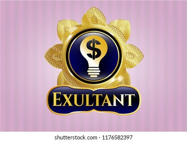  Gold badge with business idea icon and Exultant text inside