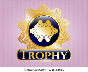  Gold badge with business meeting teamwork icon and Trophy text inside