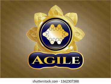  Gold badge with business meeting teamwork icon and Agile text inside