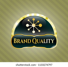  Gold badge with business network icon and Brand Quality text inside