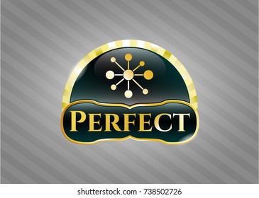  Gold badge with business network icon and Perfect text inside