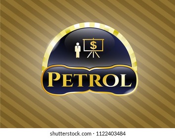  Gold badge with business presentation icon and Petrol text inside