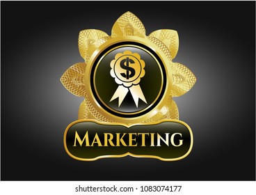   Gold badge with business ribbon icon and Marketing text inside