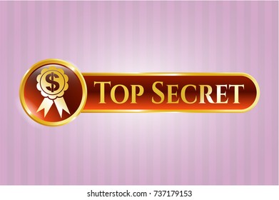  Gold badge with business ribbon icon and Top Secret text inside