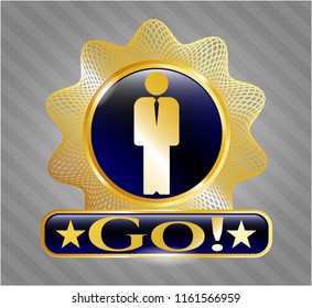  Gold badge with businessman icon and Go! text inside