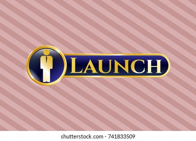  Gold badge with businessman icon and Launch text inside