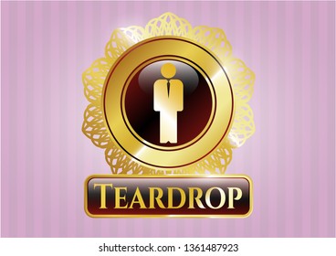  Gold badge with businessman icon and Teardrop text inside