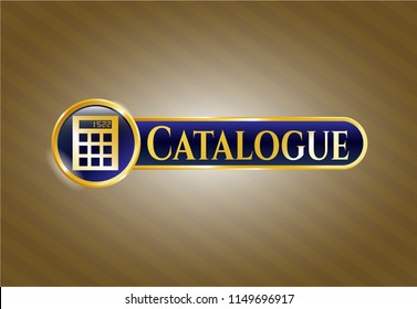  Gold badge with calculator icon and Catalogue text inside