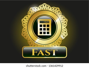  Gold badge with calculator icon and Fast text inside