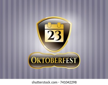  Gold badge with calendar icon and Oktoberfest text inside