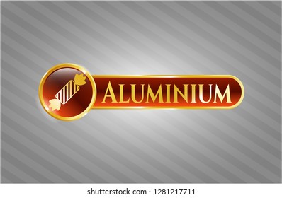  Gold badge with candy icon and Aluminium text inside