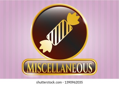 Gold badge with candy icon and Miscellaneous text inside