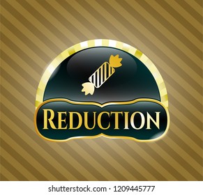  Gold badge with candy icon and Reduction text inside