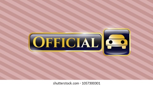  Gold badge with car seen from front icon and Official text inside