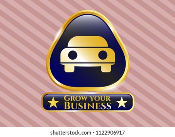  Gold badge with car seen from front icon and Grow your Business text inside