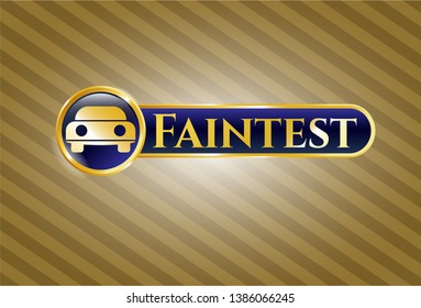  Gold badge with car seen from front icon and Faintest text inside