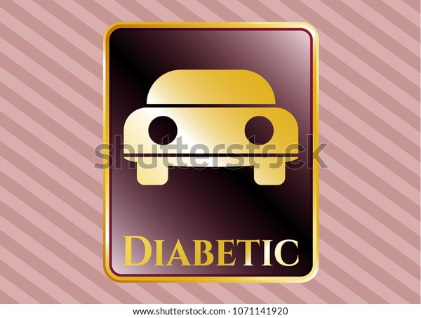   Gold badge with car seen from front icon and\
Diabetic text inside