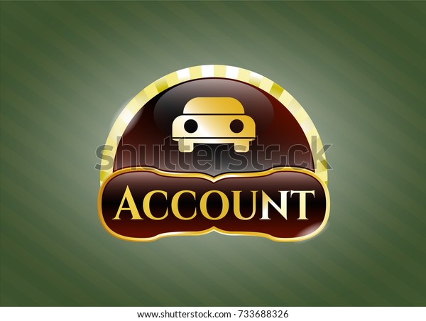 Gold badge with car seen from front icon and\
Account text inside