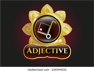  Gold badge with cargo icon and Adjective text inside