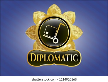 Gold badge with cargo icon and Diplomatic text inside