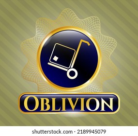 Gold badge with cargo icon and Oblivion text inside