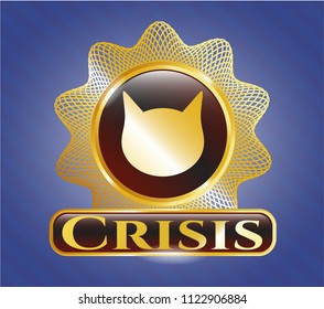  Gold badge with cat face icon and Crisis text inside