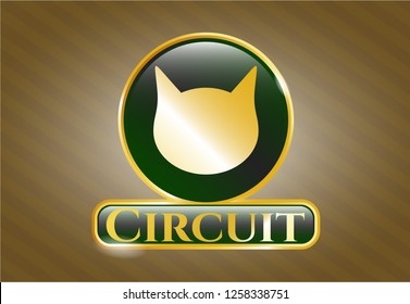  Gold badge with cat face icon and Circuit text inside