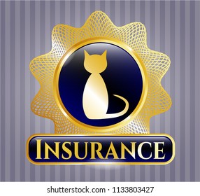  Gold badge with cat icon and Insurance text inside