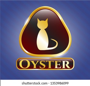  Gold badge with cat icon and Oyster text inside