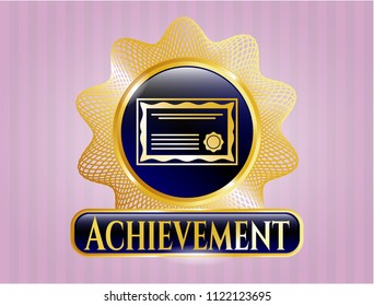  Gold badge with certificate icon and Achievement text inside