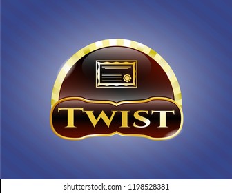  Gold badge with certificate icon and Twist text inside