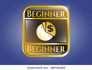 Gold badge with chart icon and Beginner text inside