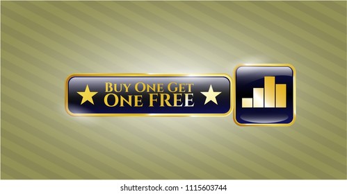   Gold badge with chart icon and Buy one get One Free text inside
