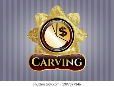  Gold badge with chart icon and Carving text inside