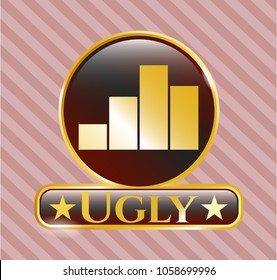  Gold badge with chart icon and Ugly text inside