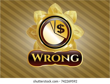  Gold badge with chart icon and Wrong text inside