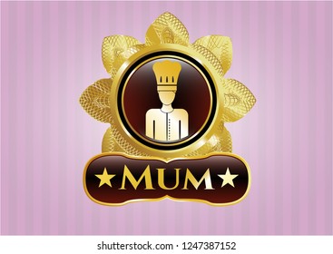  Gold badge with chef icon and Mum text inside