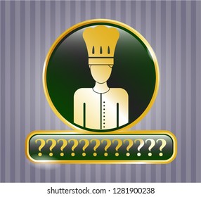  Gold badge with chef icon and Question Mark text inside