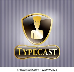  Gold badge with chef icon and Typecast text inside