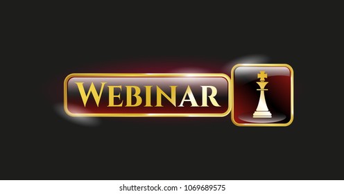   Gold badge with chess king icon and Webinar text inside