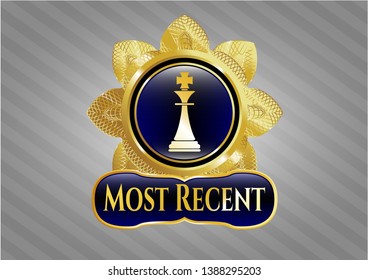  Gold badge with chess king icon and Most Recent text inside